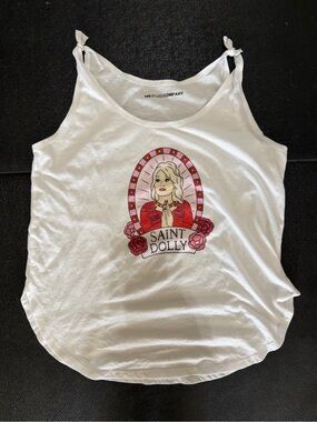 The Brand Company White 'Saint Dolly' Graphic Tie-Shoulder Tank